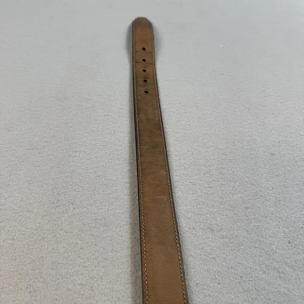 Johnston & Murphy Leather Belt Mens 38 Brown Distressed Oiled Contrast Stitched